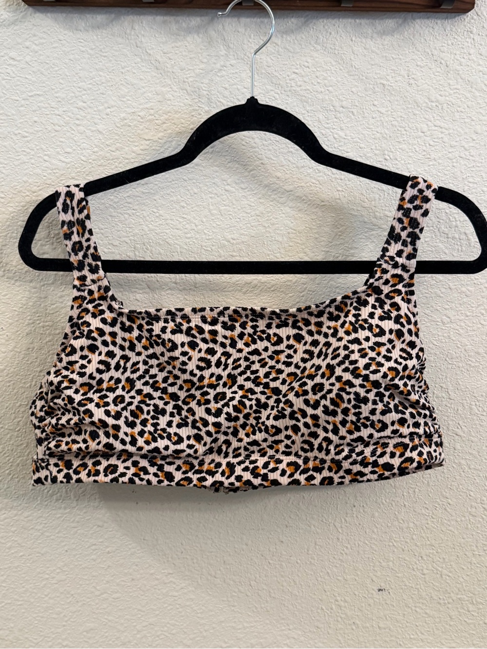 Xhilaration Leopard Print Square Neck Swim Crop Top - Beige/Black/Gold